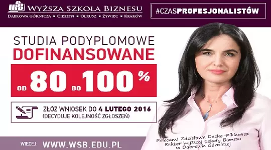 Dofinansowane studia podyplomowe w WSB? Na 100%!