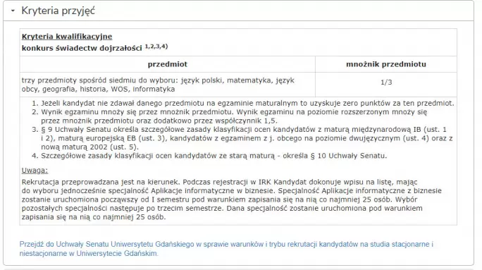 Zasady rekrutacji na kierunku Informatyka