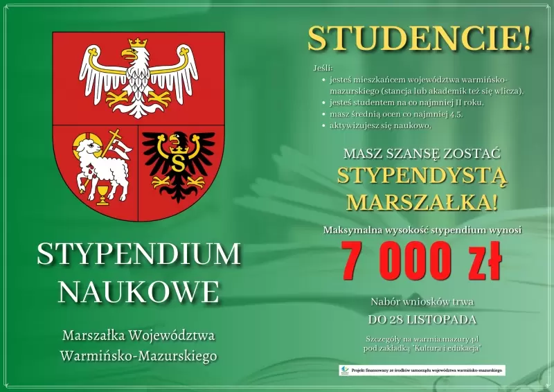 UWM: Szansa na stypendium w wysokości nawet 10 tys. zł. Trwa nabór wniosków