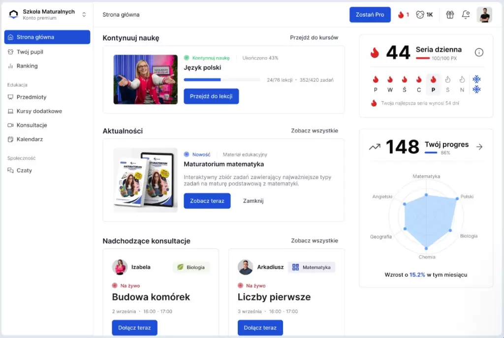 Platforma wspierająca uczniów w edukacji domowej