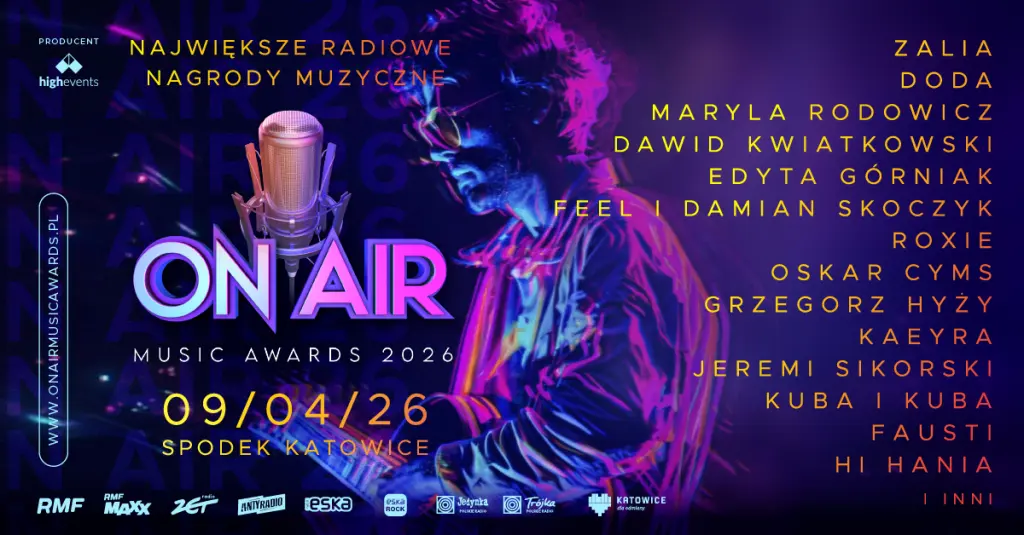 On Air Music Awards 2026 wraca. II edycja już 9 kwietnia w katowickim Spodku